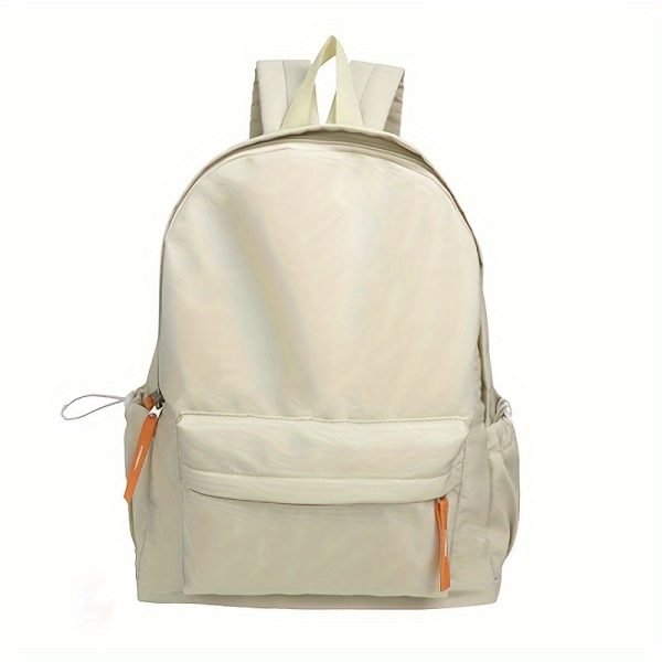 beige student backpack