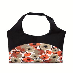 black printed tote bag
